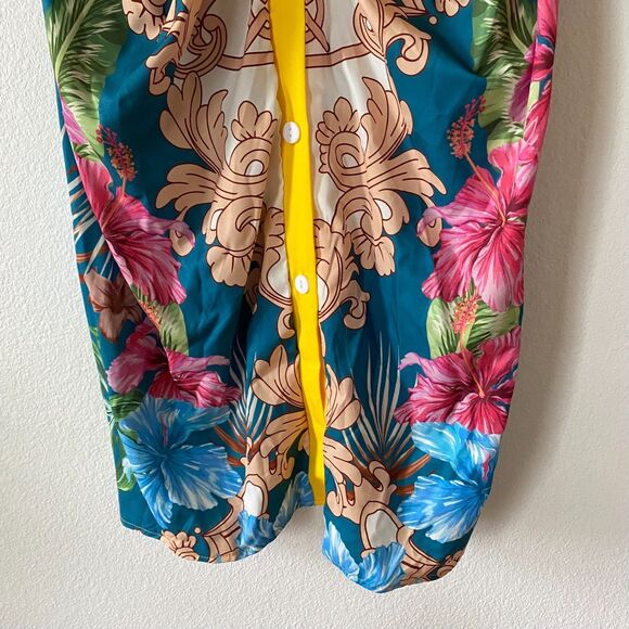 Rushed Maxi Dress size L Shein Multicolor Floral Long Sleeve V Neck - Picture 5 of 14